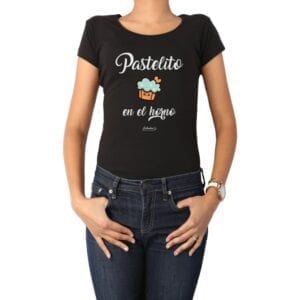 polera adulto mujer calambur pastelito en el horno color negro
