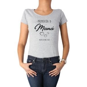 polera adulto mujer calambur promovida a mama personalizado color gris