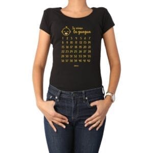 polera adulto mujer calambur se viene la guagua calendario color negro