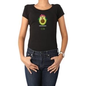 Polera Palta Llena Mujer Nombre Personalizado 100% algodón Calambur Negro