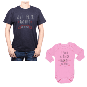 Conjunto Papá Bebé Polera Body Mejor Padrino Calambur 100% algodón