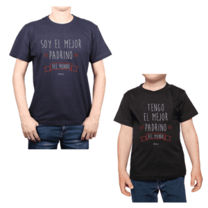 Conjunto Papá Niños Poleras Mejor Padrino Calambur 100% algodón