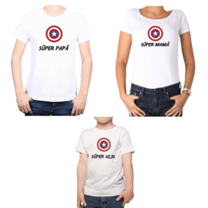 Conjunto Papá Mamá Hija Captain America Poleras 100% algodón Calambur