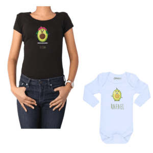 Conjunto Palta Poleras Mamá Bebé Niño Nombre Personalizado 100% algodón Calambur