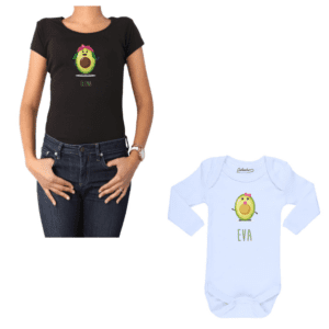 Conjunto Palta Poleras Mamá Bebé Niña Nombre Personalizado 100% algodón Calambur