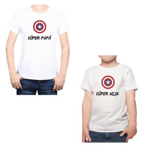 Conjunto Papá Hija Captain America Poleras 100% algodón Calambur