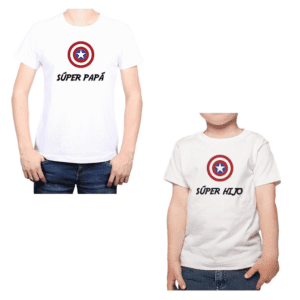 Conjunto Papá Hijo Captain America Poleras 100% algodón Calambur
