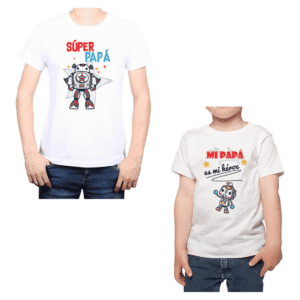 Conjunto Papá Hijos Súper Papá Robot Poleras 100% algodón Calambur