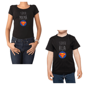 Conjunto Superman Mamá Hija Poleras 100% algodón Calambur