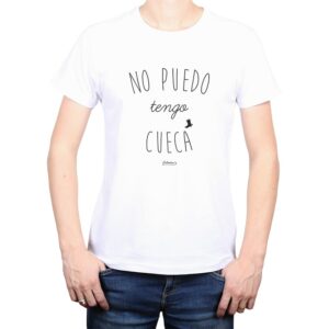 Polera hombre Calambur 100% algodón No puedo tengo cueca blanco