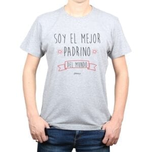 Polera hombre soy el mejor padrino 100% algodón Gris