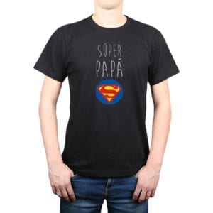 Polera Hombre Súper Papá Superman 100% algodón Calambur Negro