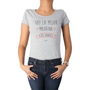 Polera mujer soy la mejor madrina 100% algodón Gris