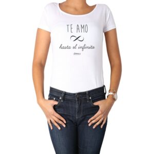 Polera mujer Calambur 100% algodón Te amo hasta el infinito blanco