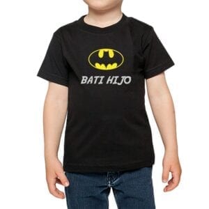 Bati Hijo Polera Niños Batman 100% algodón Calambur Negro