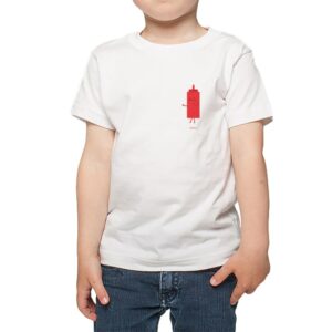 Polera niño Calambur 100% algodón Ketchup blanco
