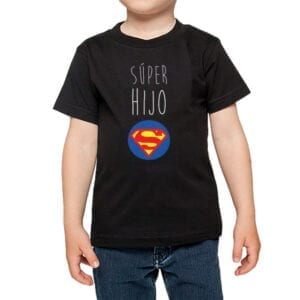 Polera Niño Súper Hijo Superman 100% algodón Calambur Negro