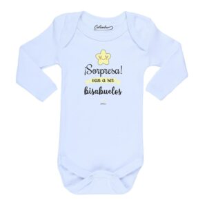 Body Bebé Sorpresa van a ser bisabuelos amarillo 100% algodón Calambur