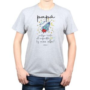 Polera Hombre Papá contigo hasta el infinito 100% algodón gris Calambur