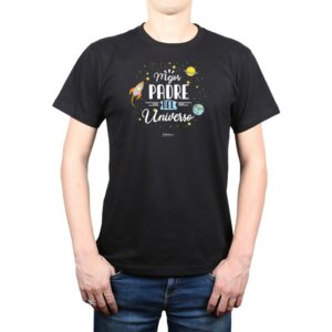 Polera Hombre Mejor Padre del universo 100% algodón negro Calambur