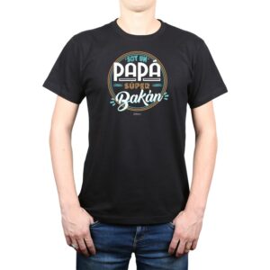 Polera Hombre Papá Súper Bakán 100% algodón negro Calambur