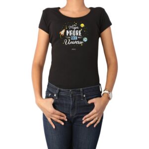 Polera Mujer Mejor Madre del universo 100% algodón negro Calambur