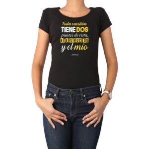 Polera Mujer Dos Puntos de Vista 100% algodón manga corta negro Calambur