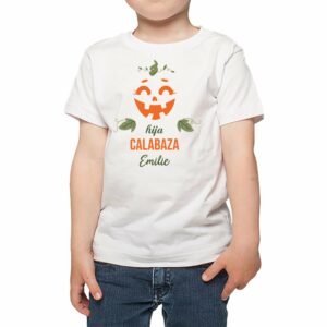 Polera Niño Hija Calabaza Nombre Personalizado Halloween