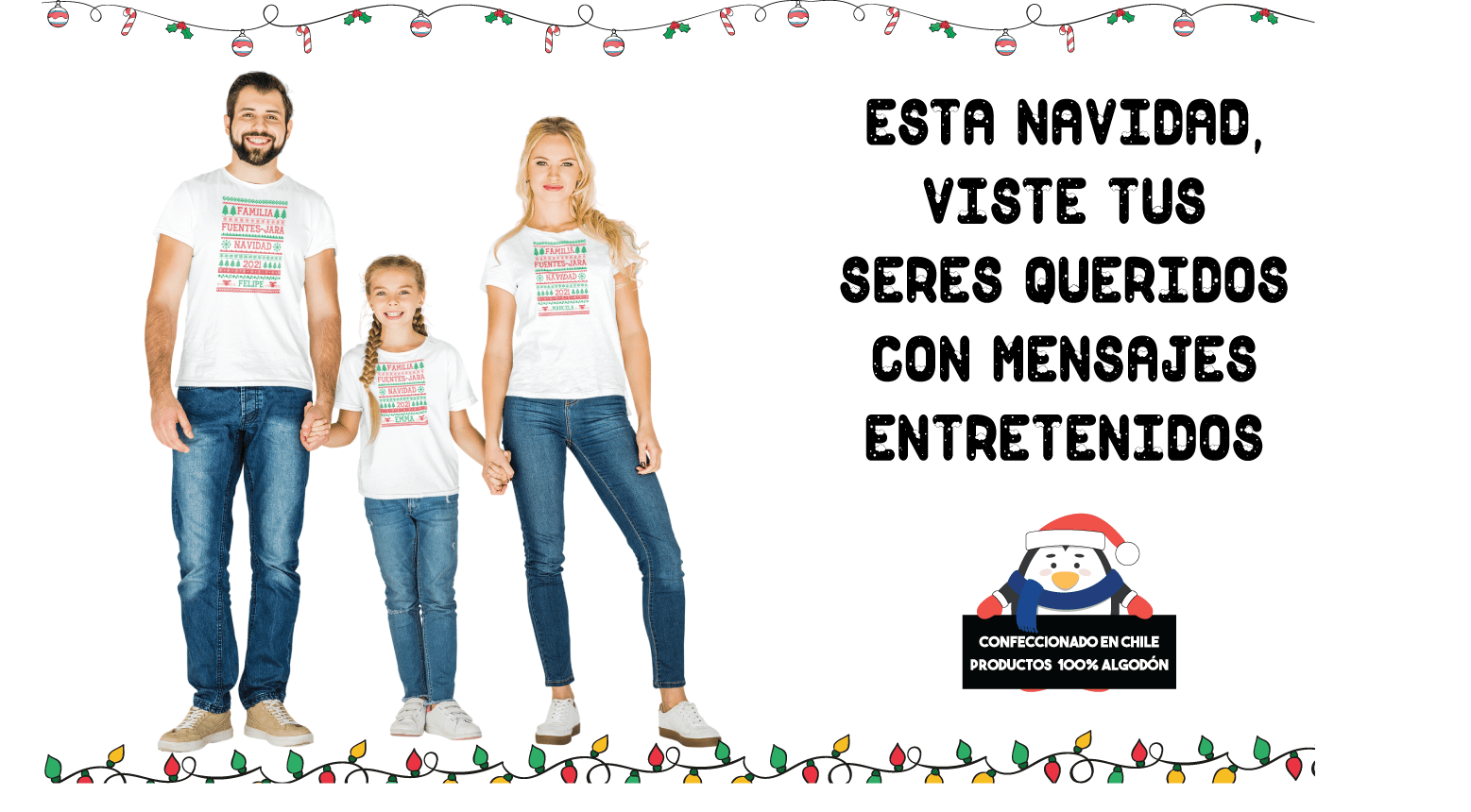 Poleras Navidad Papá Mamá Bebé Niños Personalizables Calambur 100% algodón
