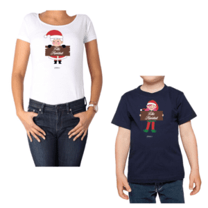 Conjunto Feliz Navidad Figura Mamá Niña Poleras Calambur 100% algodón