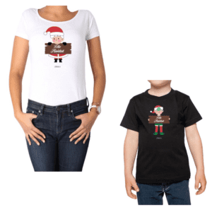 Conjunto Feliz Navidad Figura Mamá Niño Poleras Calambur 100% algodón