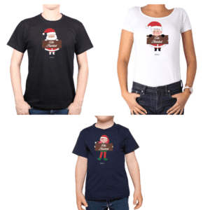 Conjunto Feliz Navidad Figura Papá Mamá Niña Poleras Calambur 100% algodón