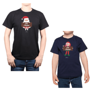Conjunto Feliz Navidad Figura Papá Niña Poleras Calambur 100% algodón