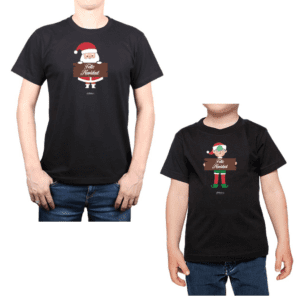 Conjunto Feliz Navidad Figura Papá Niño Poleras Calambur 100% algodón
