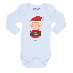 Body bebé Feliz Navidad Figura Cartel blanco 100% algodón Calambur