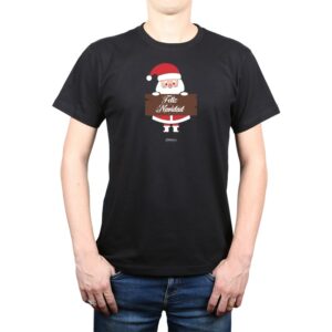 Polera Hombre Feliz Navidad Figura Cartel negro 100% algodón Calambur