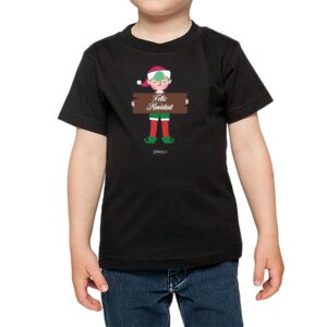 Polera niño Feliz Navidad Figura Cartel negro 100% algodón Calambur