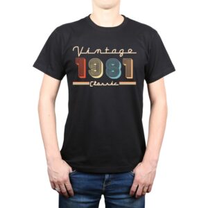 Polera Hombre Cumpleaños Vintage Año Personalizado Calambur 100% algodón negro