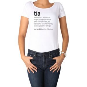 Polera mujer tía sustantivo regalo 100% algodón blanco