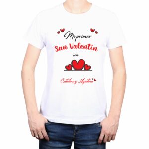 polera hombre mi primer san valentín calambur blanco