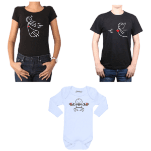 Conjunto Imanes Familiar Papá Mamá Bebé Poleras y Body Calambur