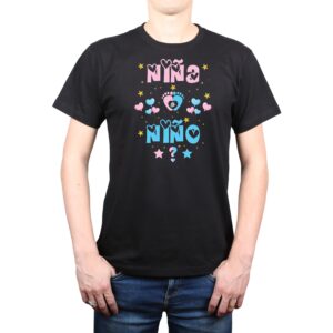 Polera Hombre BabyShower Niña o Niño 100% algodón Calambur negro