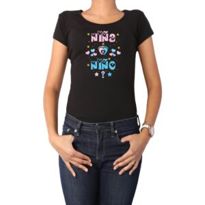 Polera Mujer BabyShower Niña o Niño 100% algodón Calambur negro