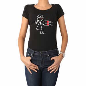 Polera mujer pareja san valentín iman Calambur negro