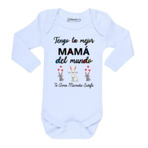 body tengo la mejor mamá del mundo conejos Calambur blanco