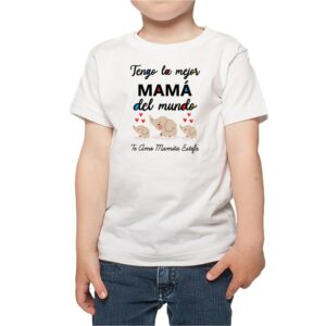 polera niño tengo la mejor mamá del mundo elefantes Calambur blanco