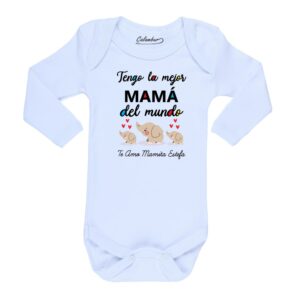 body bebé tengo la mejor mamá del mundo elefantes Calambur blanco