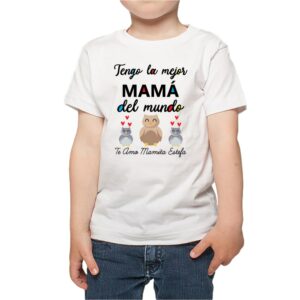 polera niño tengo la mejor mamá del mundo buhos Calambur blanco