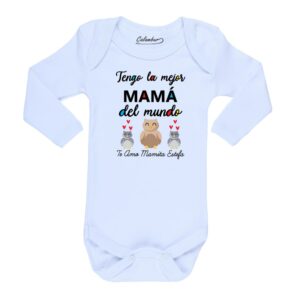 body bebé tengo la mejor mamá del mundo buhos Calambur blanco