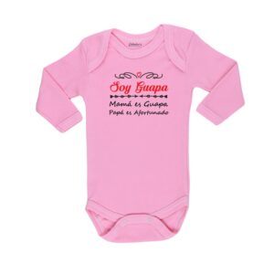 Body Soy Guapa Mamá Guapa Papá Afortunado Calambur rosado